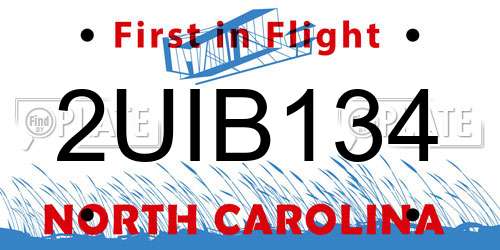 2UIB134 North Carolina License Plate
