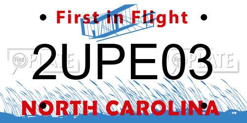 2UPE03 North Carolina License Plate