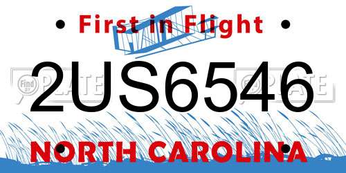 2US6546 North Carolina License Plate