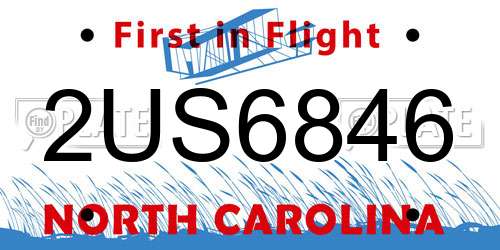 2US6846 North Carolina License Plate