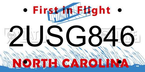2USG846 North Carolina License Plate