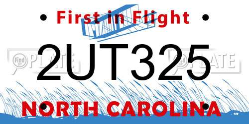 2UT325 North Carolina License Plate