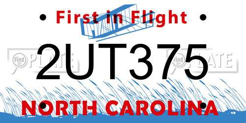 2UT375 North Carolina License Plate