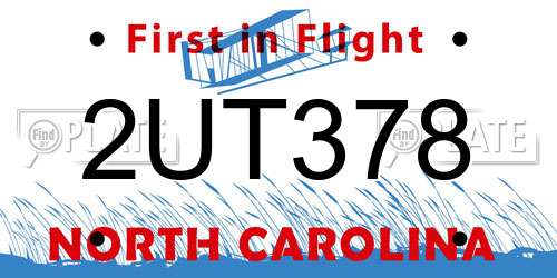 2UT378 North Carolina License Plate