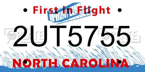 2UT5755 North Carolina License Plate