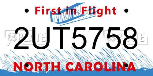 2UT5758 North Carolina License Plate
