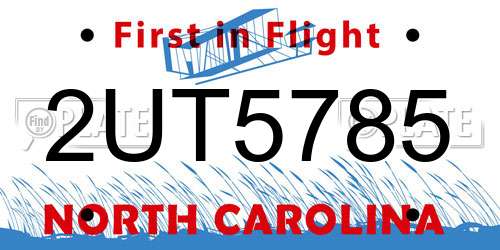 2UT5785 North Carolina License Plate