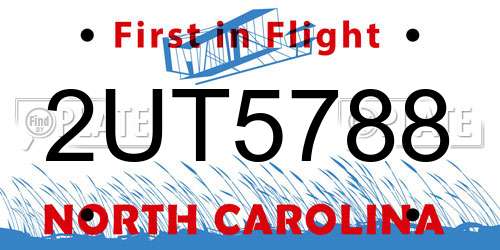 2UT5788 North Carolina License Plate