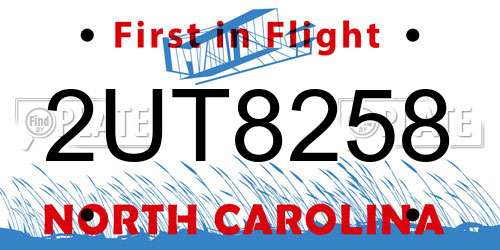2UT8258 North Carolina License Plate