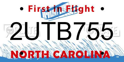 2UTB755 North Carolina License Plate