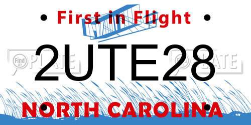 2UTE28 North Carolina License Plate