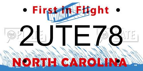 2UTE78 North Carolina License Plate