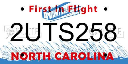 2UTS258 North Carolina License Plate