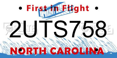 2UTS758 North Carolina License Plate
