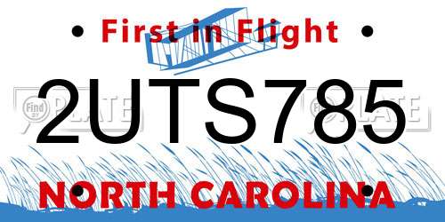 2UTS785 North Carolina License Plate