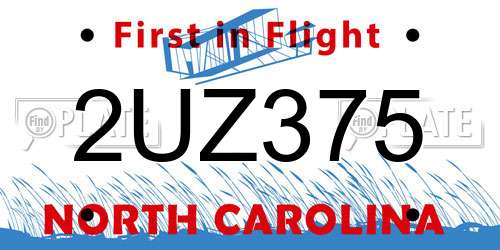 2UZ375 North Carolina License Plate