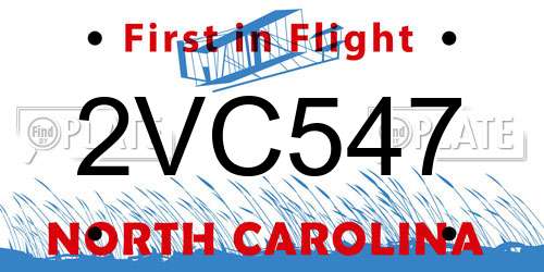 2VC547 North Carolina License Plate