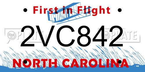 2VC842 North Carolina License Plate