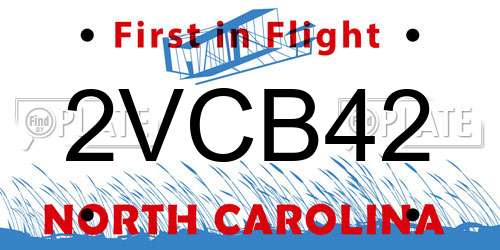 2VCB42 North Carolina License Plate