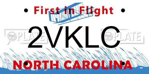 2VKLC North Carolina License Plate