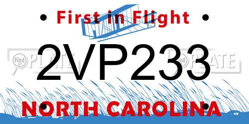 2VP233 North Carolina License Plate
