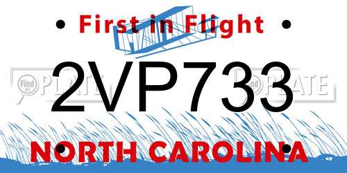 2VP733 North Carolina License Plate