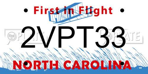 2VPT33 North Carolina License Plate