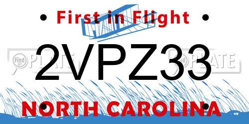 2VPZ33 North Carolina License Plate