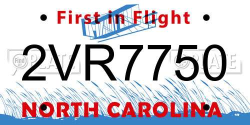 2VR7750 North Carolina License Plate
