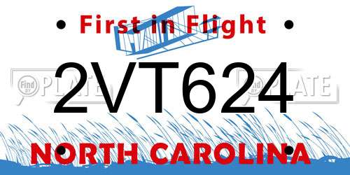 2VT624 North Carolina License Plate