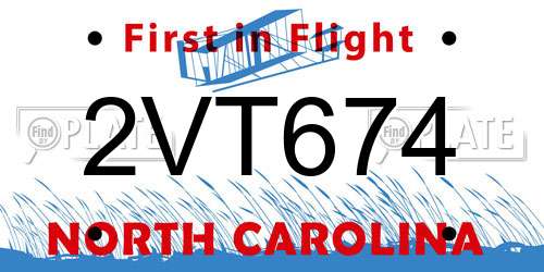 2VT674 North Carolina License Plate