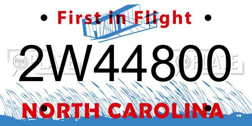 2W44800 North Carolina License Plate