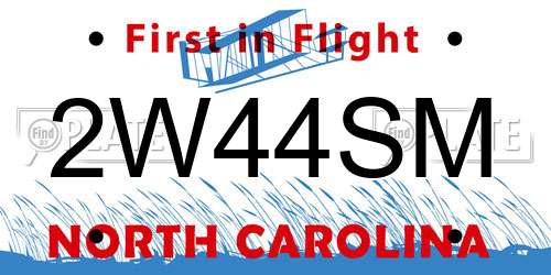2W44SM North Carolina License Plate