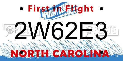 2W62E3 North Carolina License Plate