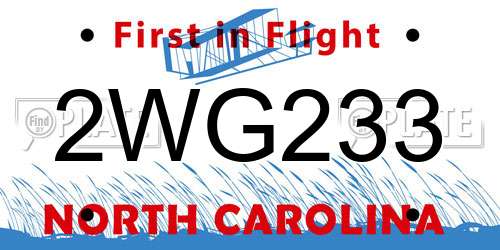 2WG233 North Carolina License Plate