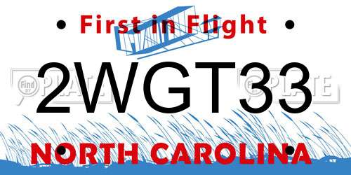 2WGT33 North Carolina License Plate