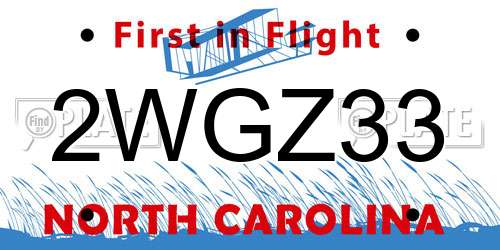 2WGZ33 North Carolina License Plate