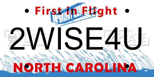 2WISE4U North Carolina License Plate