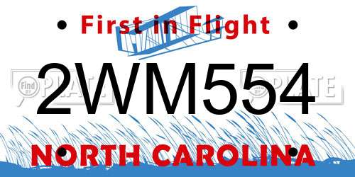 2WM554 North Carolina License Plate