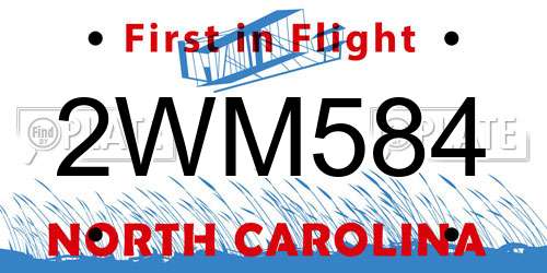 2WM584 North Carolina License Plate