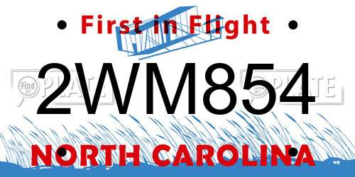 2WM854 North Carolina License Plate