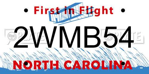 2WMB54 North Carolina License Plate