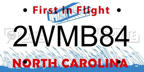 2WMB84 North Carolina License Plate