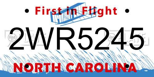 2WR5245 North Carolina License Plate