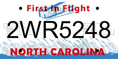 2WR5248 North Carolina License Plate