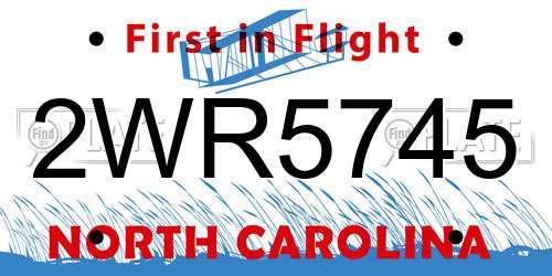 2WR5745 North Carolina License Plate