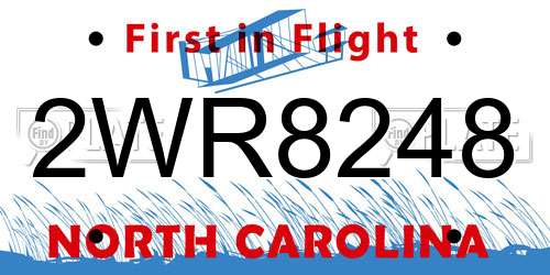 2WR8248 North Carolina License Plate