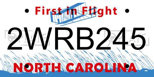 2WRB245 North Carolina License Plate