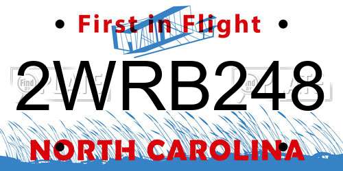2WRB248 North Carolina License Plate