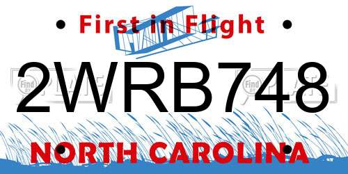2WRB748 North Carolina License Plate
